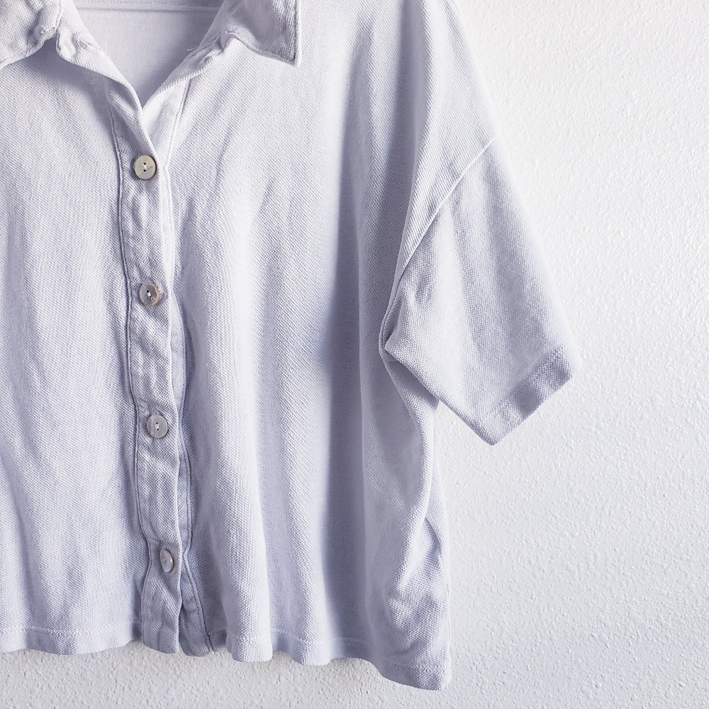 Madewell Textured Cropped Button Down Blouse Top - Picture 3 of 7
